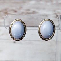 Vintage Clip On Earrings Duck Egg Blue with Gold Tone Halo - £11.18 GBP