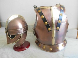 Medieval Replica Copper Finish Armor Jacket with Armor Costume Helmet Gift Item - £179.91 GBP