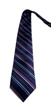 English Laundry Men&#39;s Skinny Silk Necktie  Striped Navy Blue Purple Lave... - £14.63 GBP