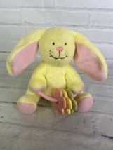 2006 Stephan Baby Bunny Rabbit Rattle Stuffed Plush Toy Yellow Pink - £16.55 GBP