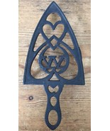 Vtg Antique Primitive Farmhouse Cast Iron Woodstove Hearth Trivet W Mono... - £30.03 GBP