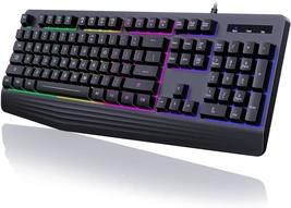 Yesbeaut Gaming Keyboard For Pc Mac Xbox, 7-Color Rainbow Led, Ghosting Keys. - £26.24 GBP