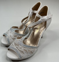 Dream Paris NWOB Amore-2 women’s 6 white lace glitter high heel peep toe... - $15.06