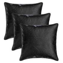 Black Faux leather Textured, Metallic 16&quot;x16&quot; Throw Pillow Cover - Tanner Black - £19.44 GBP+