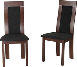 Cortesi Home Tia Walnut Finish Dining Chair, Set Of 2, Charcoal Fabric, Brown. - £145.47 GBP