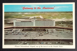 Miami International Airport Planes Old Cars Florida Curt Teich UNP Postcard 1962 - $7.99