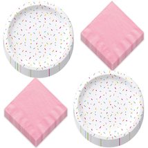 HOME &amp; HOOPLA Sprinkles Baby Shower Party Dessert Plates and White Sprin... - £10.02 GBP