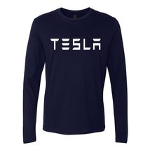 Premium TSLA Graphic TEE V2 Logo Mens Cotton Long Sleeve Electric Style T-Shirt  - £22.39 GBP