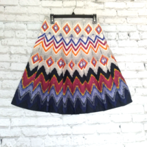 Willa Skirt Womens Small Geometric Chevron Striped A Line Pleated Lined Career - £17.52 GBP