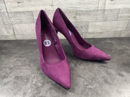 Marc Fisher Darren Heels Women 8.5 M Shoes Purple Suede Slip On Work Dress Pumps - $27.54