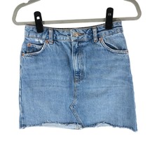 Topshop Womens Denim Mini Skirt Raw Hem Medium Wash US 4 - $9.74