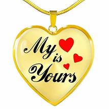 My Heart is Yours Stainless Steel or 18k Gold Heart Pendant Necklace 18-22&quot; - £35.52 GBP