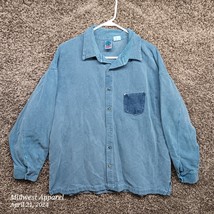 Vintage WEK Denim Shirt Men 2XL XXL Blue Pocket Front 90s Y2K Skater Casual - $27.77
