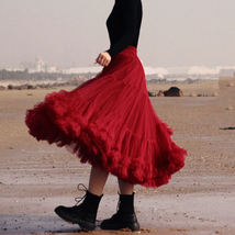 Burgundy Midi Tutu Skirt Outfit Women Custom Plus Size Layered Tulle Skirt image 12