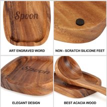 Handmade Wooden Spoon Rest for Stove Top Kitchen Spoon Holder Acacia Wood Spoon  - £12.77 GBP