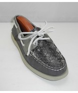 Sperry Top-Sider Embossed Snakeskin Grey/Metallic Silver Leather Boat Sh... - $31.30