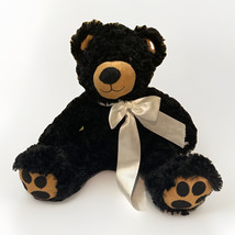 Unpack 2345NR Black Bear Stuffed Animal Plush White Bow 10” 2017 Sitting Stuffy - $11.43