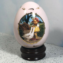 Danbury Mint Mj Hummel Porcelain Egg Figurine Nib Box Goose Girl Geese Pink Gold - £15.73 GBP