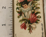 Gold Leaf Kid Surrounded By Flowers Victorian Trade Card VTC 8 - $6.92