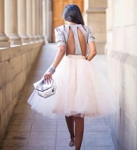 White Tulle Circle Midi Skirt Plus Size A-line Tulle Ballerina Skirt Outfit image 4