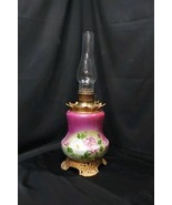 Beautiful 19th c. Royal 1895 American Pink Green Parlor Oil Lamp Floral ... - €121,01 EUR