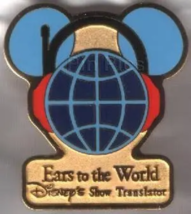 Disney World Show Translator Ears to the World Mickey Globe Cast Pin retired  - £11.75 GBP