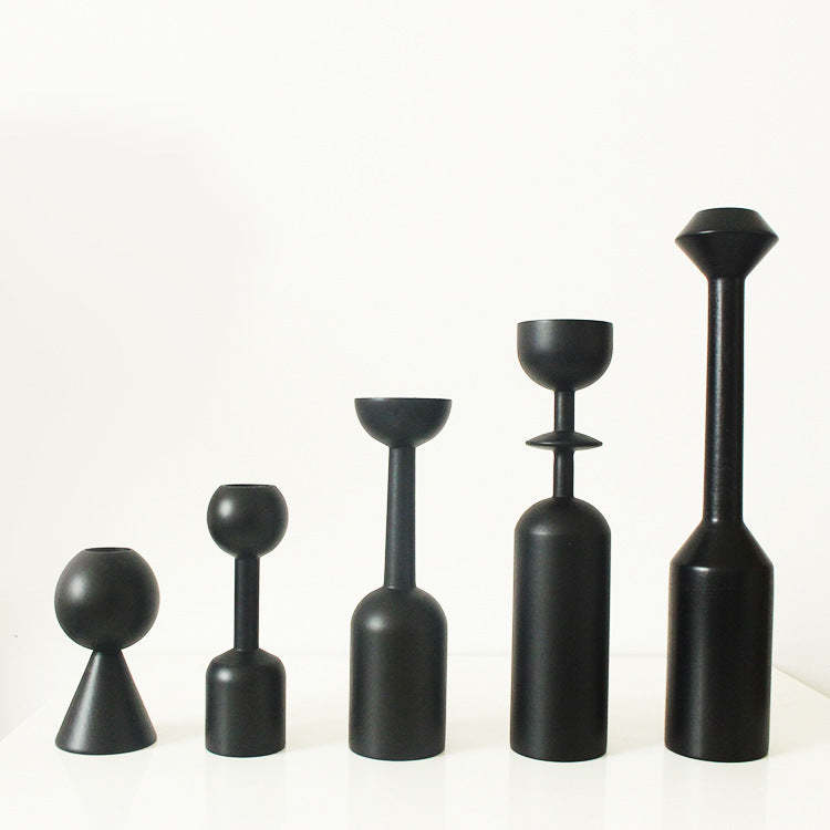 Modern simple black wooden candle holder Item image 3