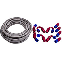 Stainless Steel Braided Fuel Line 20 Feet 8AN &amp; 10x Swivel Fitting Hose ... - £52.30 GBP