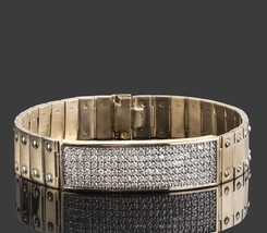 3 KT Uomo Id Vite Collegamento Diamante Bracciale 14k Oro Giallo Fatto 59.6 G - £19,341.37 GBP