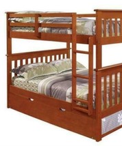 Zachary Full Espresso Bunk Beds for Kids with Trundle - £697.00 GBP