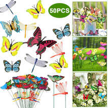 50Pcs Butterfly Dragonfly Stakes Yard Planter Flower Pot Garden Decor Ya... - $17.39