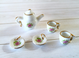 5 Miniature Tea Set Charms Vintage Style Ceramic Pendants with Jump Rings * - £10.86 GBP