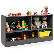 Kids 2-Shelf Bookcase 5-Cube Wood Toy Storage Cabinet Organizer-Gray - Color: G - £103.12 GBP