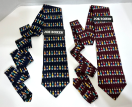 2 PACK Joe Boxer VTG 1996 Silk Necktie, Navy / Burgundy "Wet Paint" Brus... - $19.75