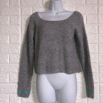 Fashion nova cropped gray sweater with aqua stripe - £17.20 GBP