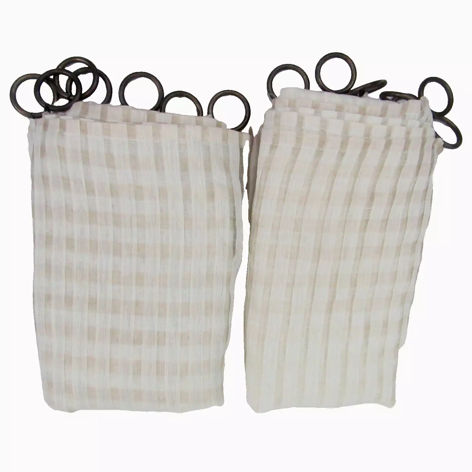 Custom Stripe Beige Cream Linen 2pc 164x96 -Sheer Drapery Panel Set with... - $315.00