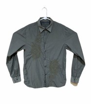 Men&#39;s GUESS Green Paisley Print Long Sleeve Size Medium  Button Up Collar - £9.96 GBP