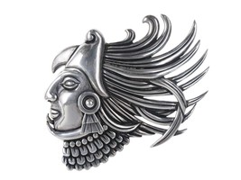 1940&#39;s Margot de Taxco Los Castillo Sterling Aztec Eagle Warrior Fur clip - £755.24 GBP