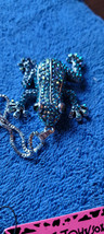 New Betsey Johnson Necklace Frog Blue Rhinestones Cute Shiny Collectible Decor - £11.98 GBP