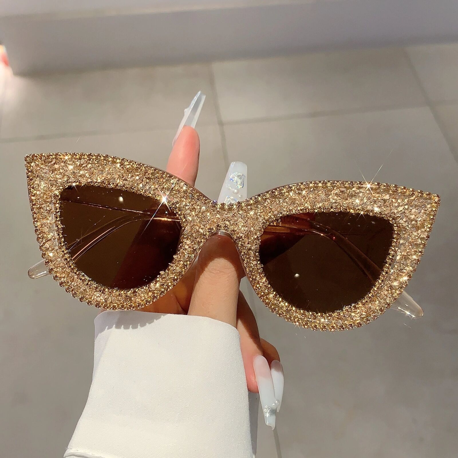 2024 Chic Rhinestone Cat Eye Sunglasses for Women - $27.00