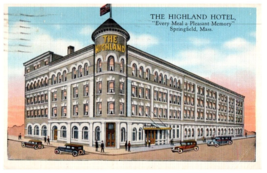 The Highland Hotel Springfield Massachusetts Postcard Posted 1945 - £6.97 GBP
