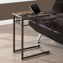 Bronze Faux Marble Metal Snack Table Accent Side End C Cup Holder Couch ... - £110.27 GBP