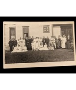 Vintage Photo Large Group Children Old Building Well Dressed AZO Divided... - $88.55 MXN