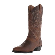 Western Motorcycle Knight Cowboy Boots Men High Quality Embroidered Mid Calf Lea - £73.85 GBP