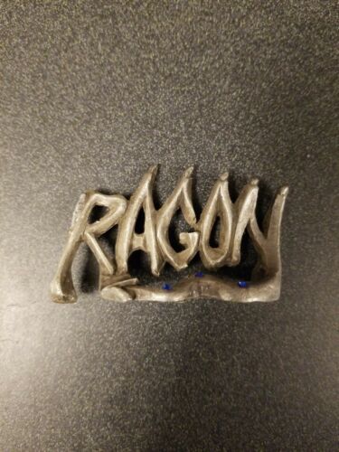 vintage pewter 2&quot; broken DRAGON word figure &quot;Ragon&quot; - $11.76
