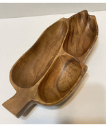 Vintage MCM Wooden Leaf Divided Bowl Tray Made in the Philippines 12 x 5... - £13.77 GBP