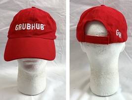 Grub Hub Baseball Hat Mens Cotton Red Embroidered Logo - $21.73