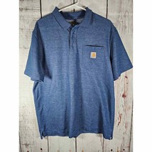 Carhartt Men&#39;s Size M Blue Original Fit Pullover Polo Style Shirt with P... - $17.78