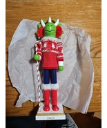 Wooden Christmas Nutcracker, 13.5&quot;, TRICERATOPS IN RED UNIFORM HOLDING C... - $33.49 CAD