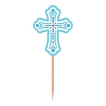 Blue Cross Religious Cupcake Dessert Picks 36 ct 2.5&quot; - £3.20 GBP
